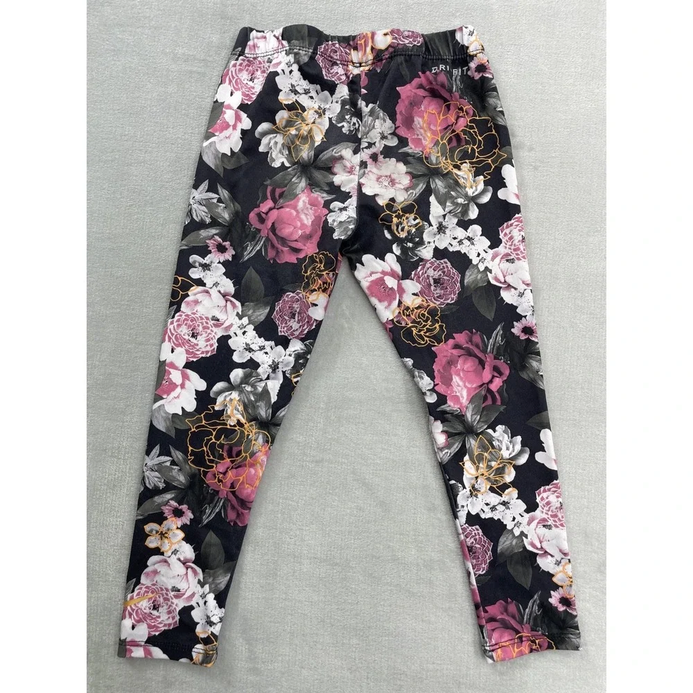Nike Dri-FIT Leggings Girls Size 4–5 (104–110 cm) Black Pink Floral Print